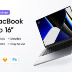 12 MacBook Pro 16" Mockups Scenes