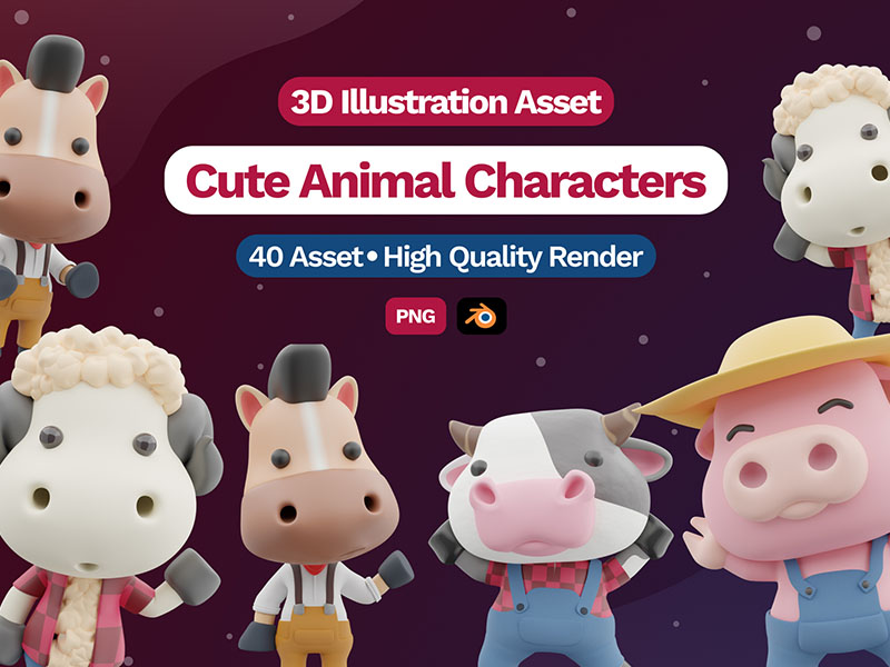 3d-cute-animal-characters-illustration.jpeg 3D Cute Animal Characters - Image 1