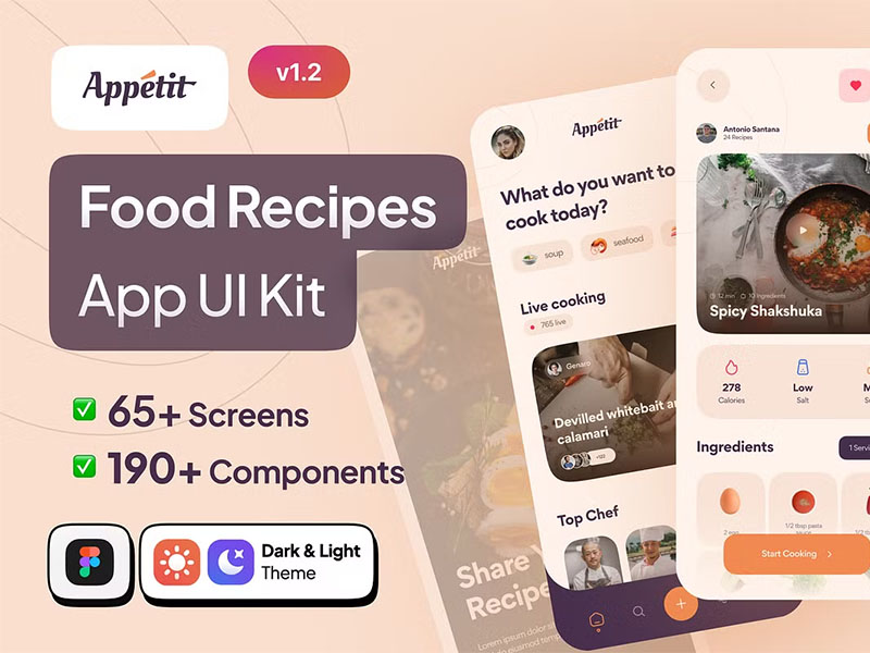 appetit-food-recipes-app-ui-kit.jpeg Appetit - Food Recipes App UI Kit - Image 1