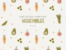 Cute cartoon watercolor vegetables