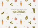 Cute cartoon watercolor vegetables