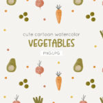 Cute cartoon watercolor vegetables