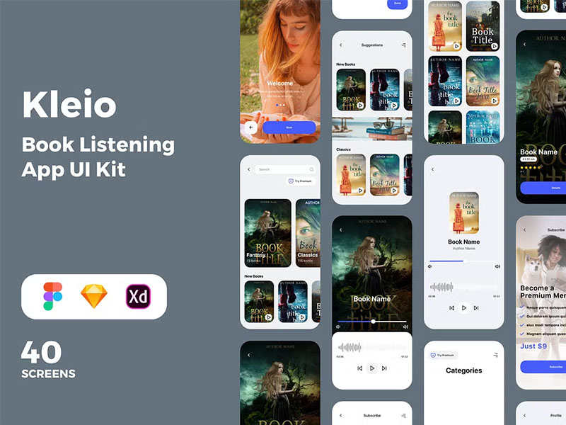 kleio-book-listening-app-ui-kit.jpeg Kleio Book Listening App UI Kit - Image 1