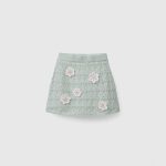 Beaded floral knit skirt