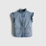 Frill-trimmed denim gilet
