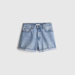 High-waisted denim shorts
