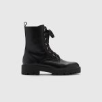 Lace-up leather ankle boots