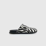 Leather mules with animal motif