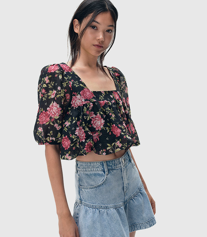 Peplum-hem denim skirt - Fashion 2