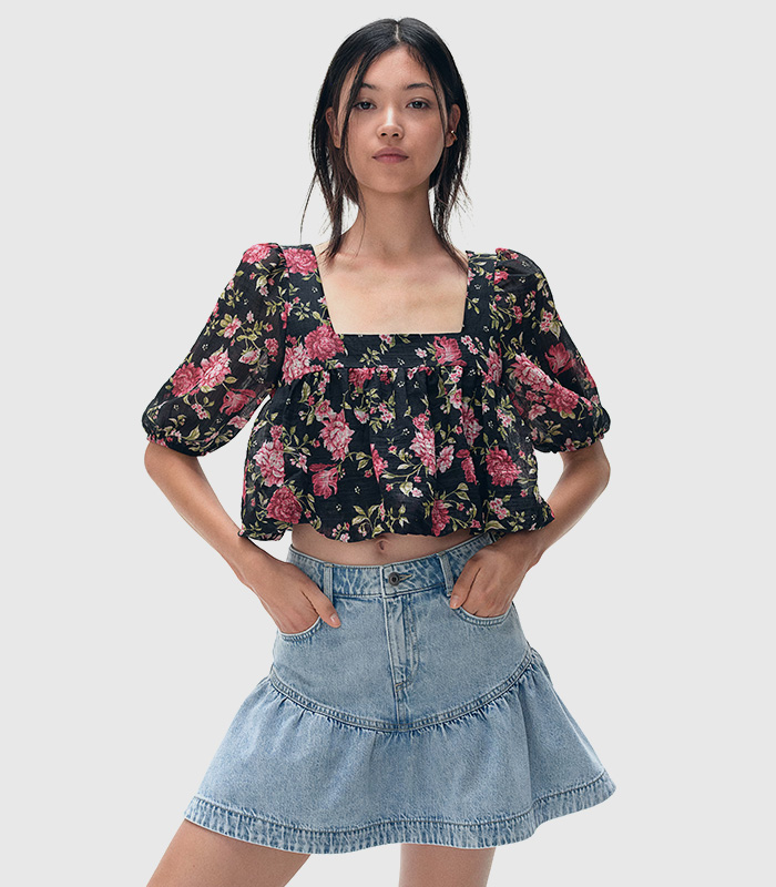 Peplum-hem denim skirt - Fashion 2