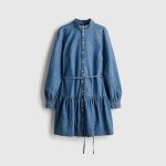 Tie-belt denim dress