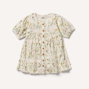 Crinkle Button Dress