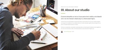 Full width gallery + sticky text