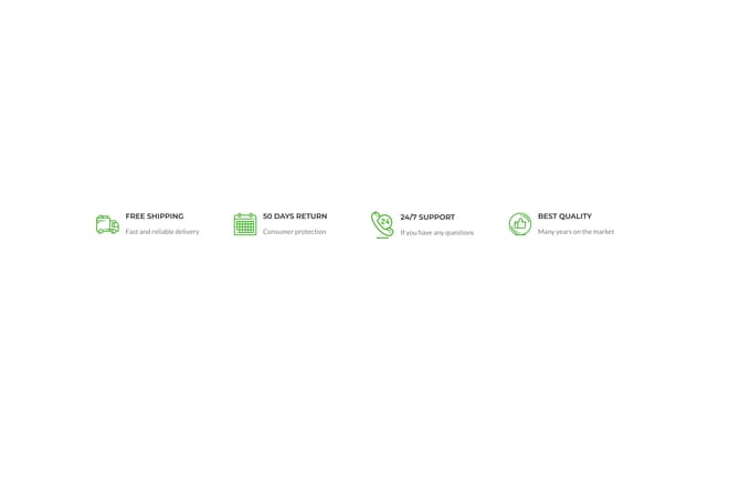 4 columns inline info boxes