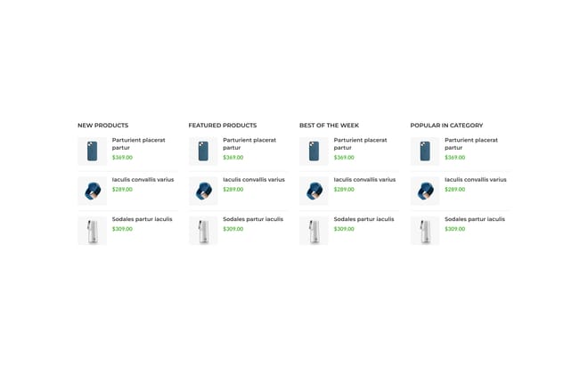 4 Columns product widgets 4 Columns product widgets