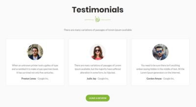 Testimonials boxed carousel