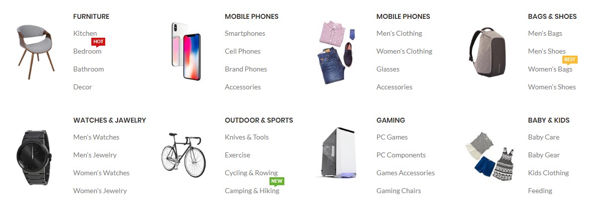 Marketplace categories lists