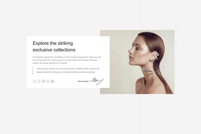 About us with social buttons