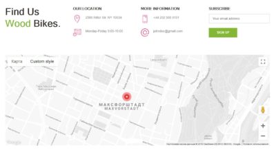Contacts + newsletter + google map