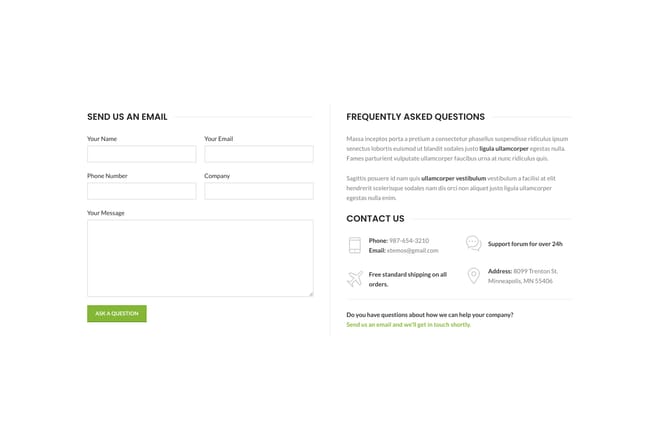 Contact form + texts Contact form + texts