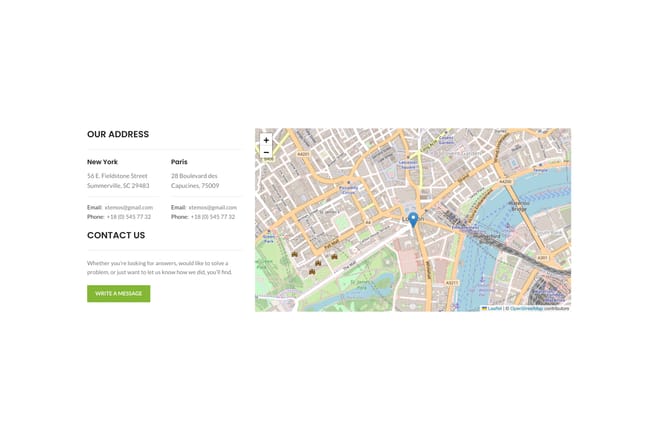 Contacts + popup + Google map Contacts + popup + Google map