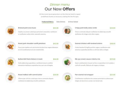 Food menu price