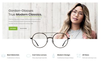 Glasses showcase + info boxes