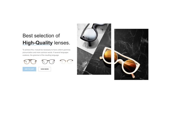 Glasses showcase + parallax