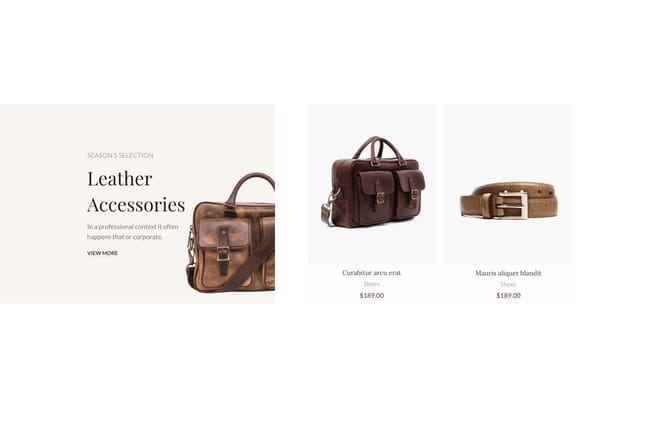 Half image section with products Half image section with products
