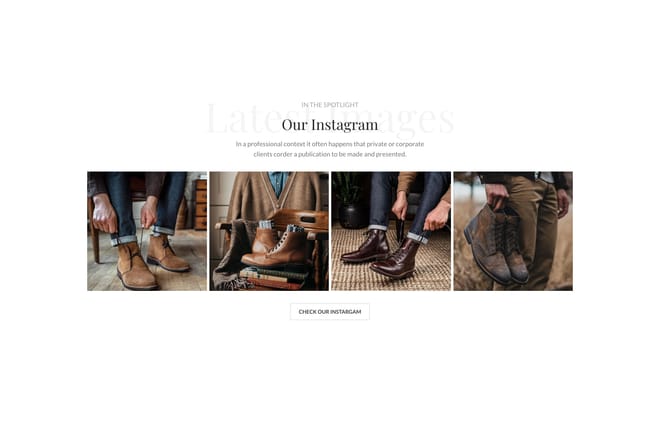 Instagram grid with title + button