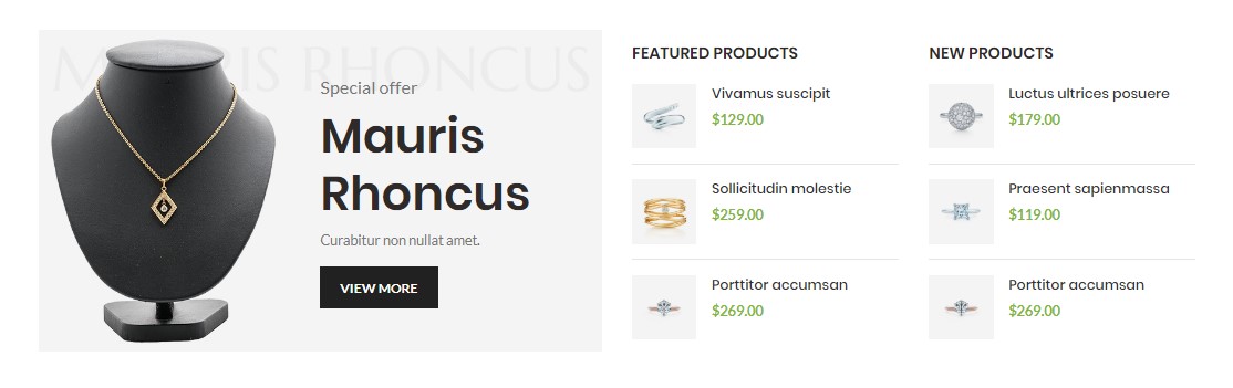 Products widgets + banners