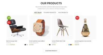 Products tabs + load more