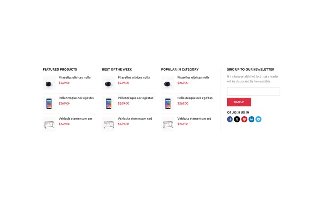 Products widget + newsletter Products widget + newsletter