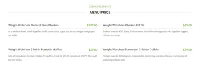 Menu price