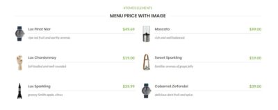 Menu price with image