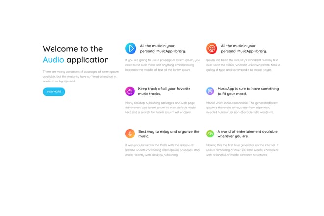 Mobile app features info boxes