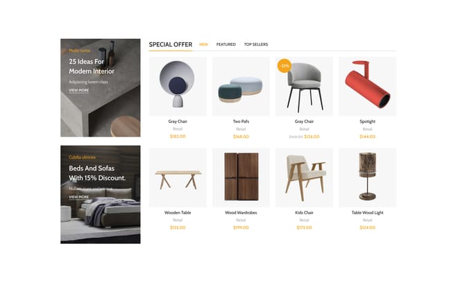 Product tabs + banners