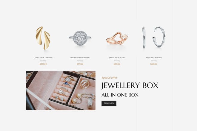 Products carousel + video
