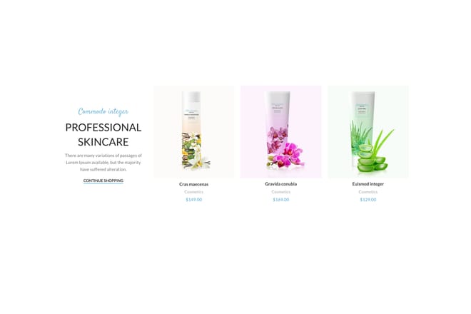 Products carousel with text Products carousel with text
