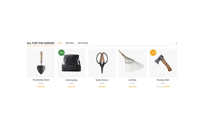 Products tabs with carousels