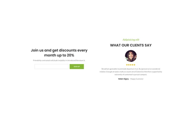 Subscription + testimonials