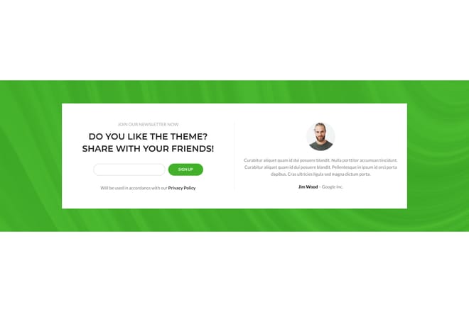 Subscription + testimonials with background