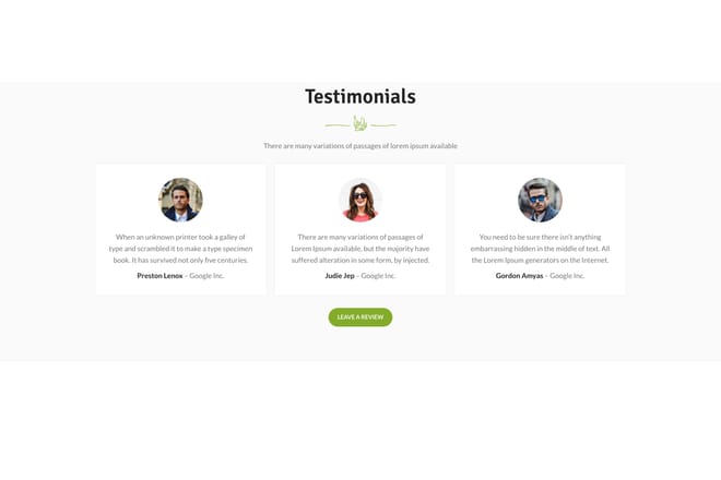 Testimonials boxed carousel