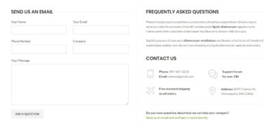 Contact form + texts