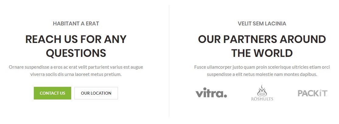 2 Columns contacts + brands