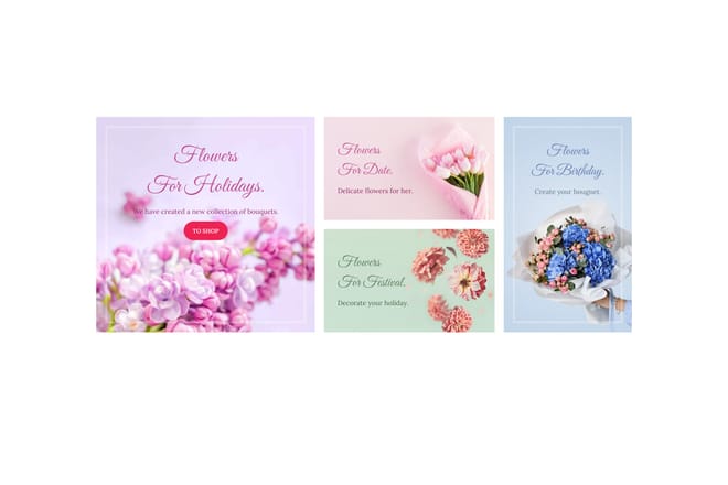 Flowers banners grid Flowers banners grid