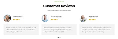 Lawyer testimonials design information top