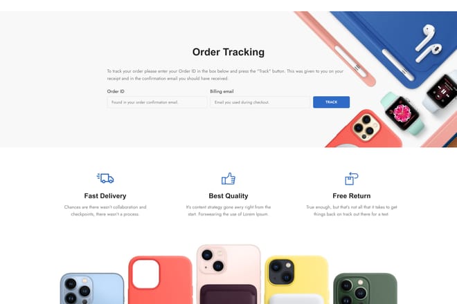 Accessories track order Accessories track order