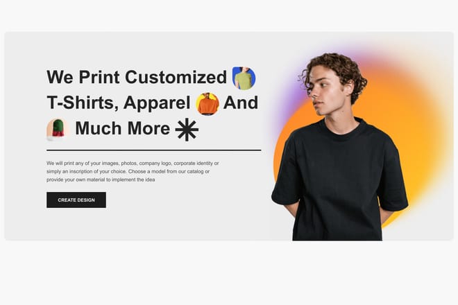 T-shirts hero sections